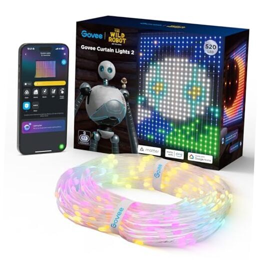 Wild Robot Smart LED Curtain Lights 520 LEDs 4.9x6.6FT