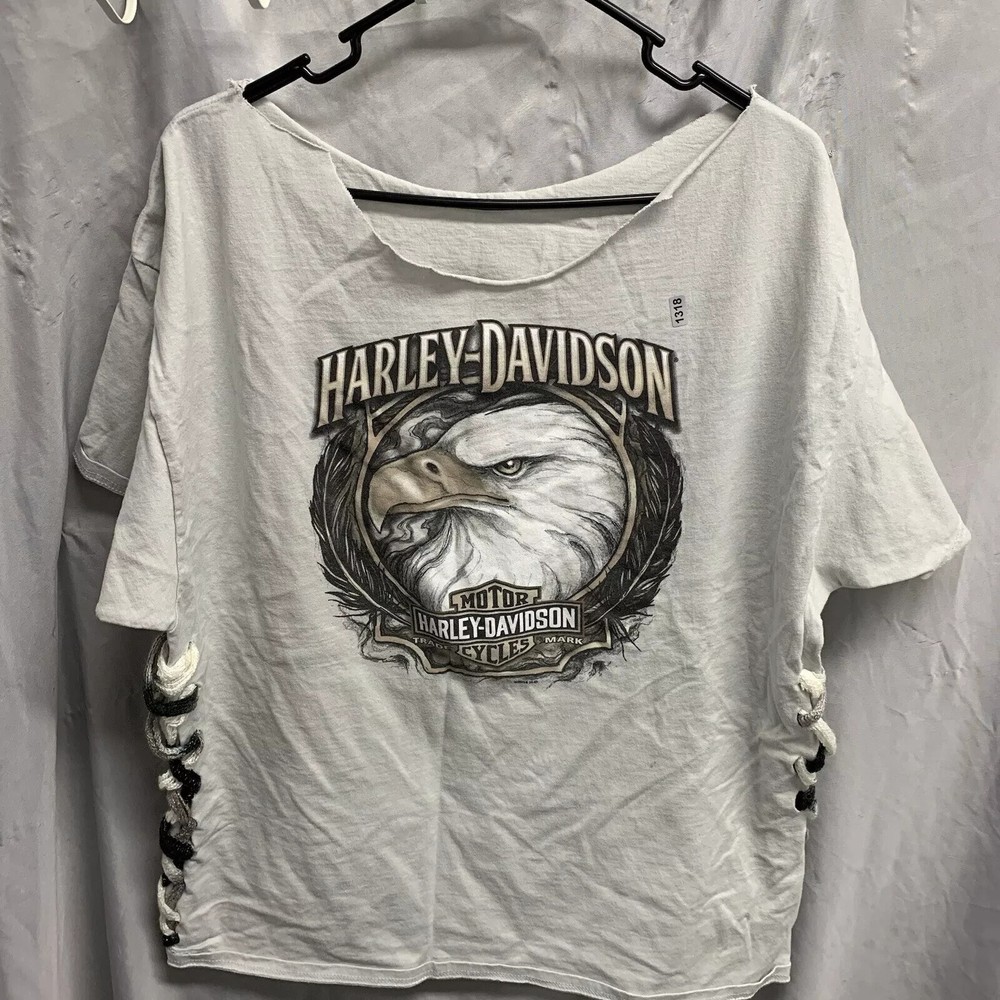 Harley-Davidson Shirt Adult Extra Large Grey Shirt Sleeve Custom Eagle Mens