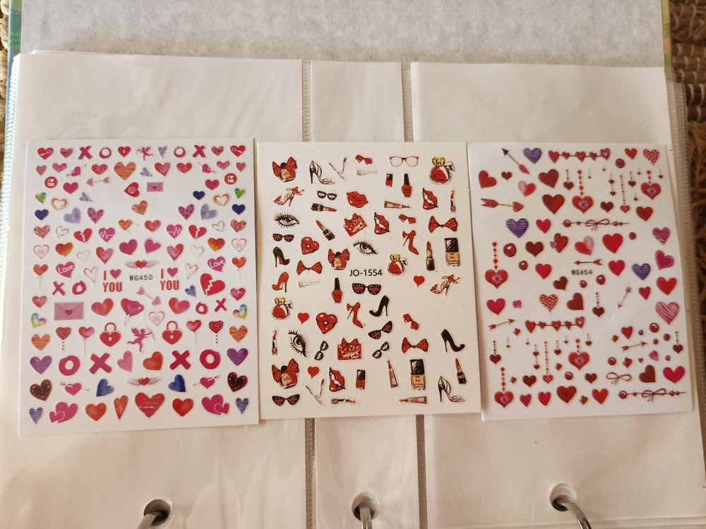 Nail Art 3D Decal Stickers Hearts Love, Lips, Makeup, Happy Valentine's Day