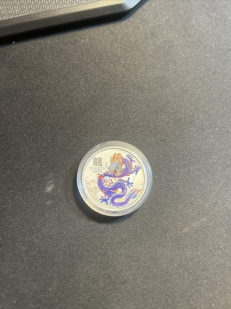 2024 Australia Purple Lunar Dragon BU Colorized 1/2oz Silver Coin