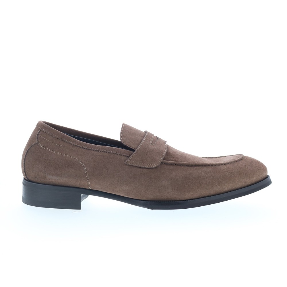 Di Bianco Brera Mens Brown Suede Slip On Loafers & Slip Ons Penny Shoes