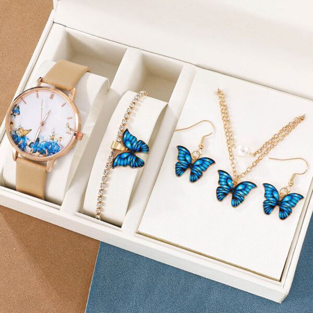 Stylish All-in-One Butterfly Women's Watch Set with Matching Accessories  