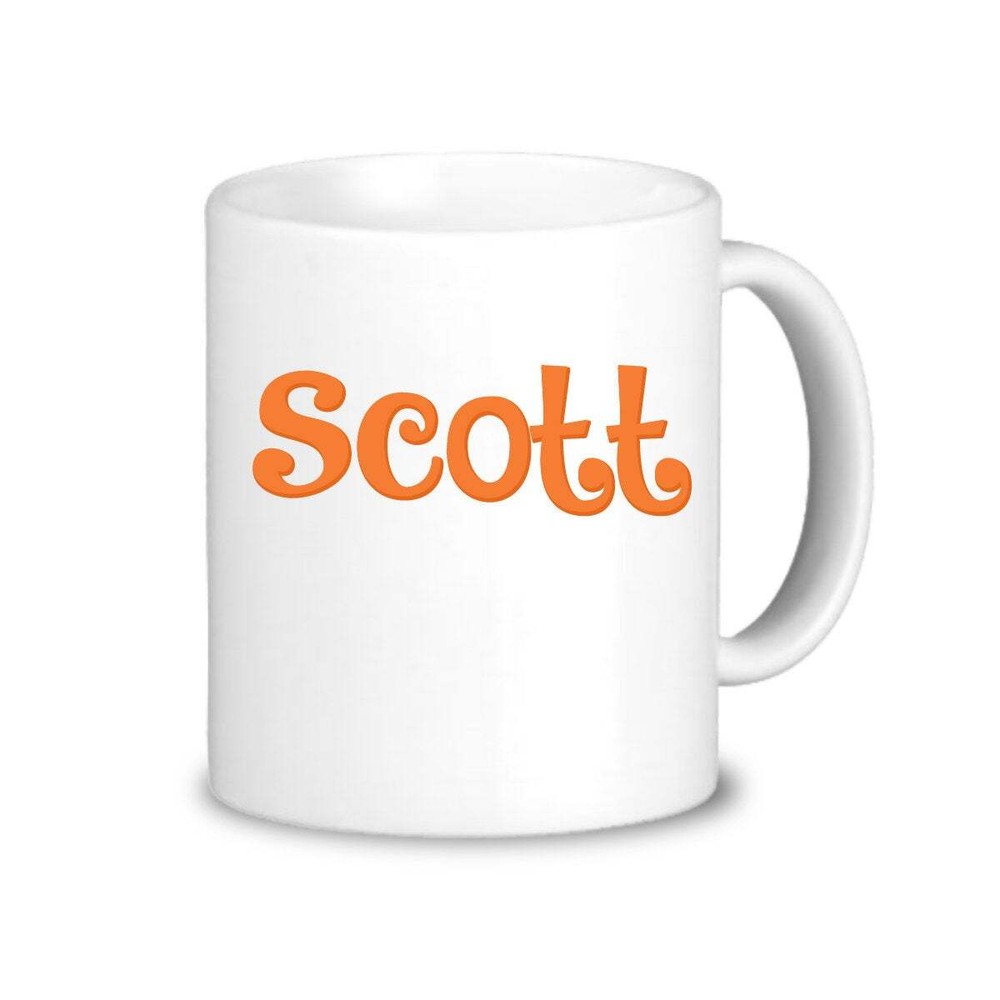 Name Mug Orange Wording Name Drinkware Cup Simple Orange Personalized Name Mug