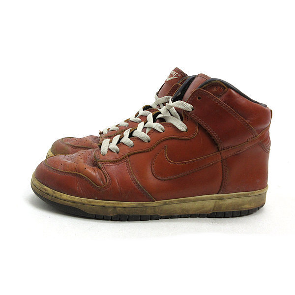 NIKE Men 10.0US Y 2003  /Dunk High Premium Leather Sneakers Brown Men'S/Used