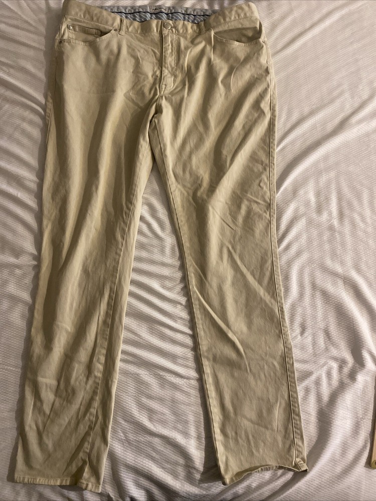 Peter Millar Pants Mens 40x32 Golf Chino Business Casual Cotton Flat Front Beige