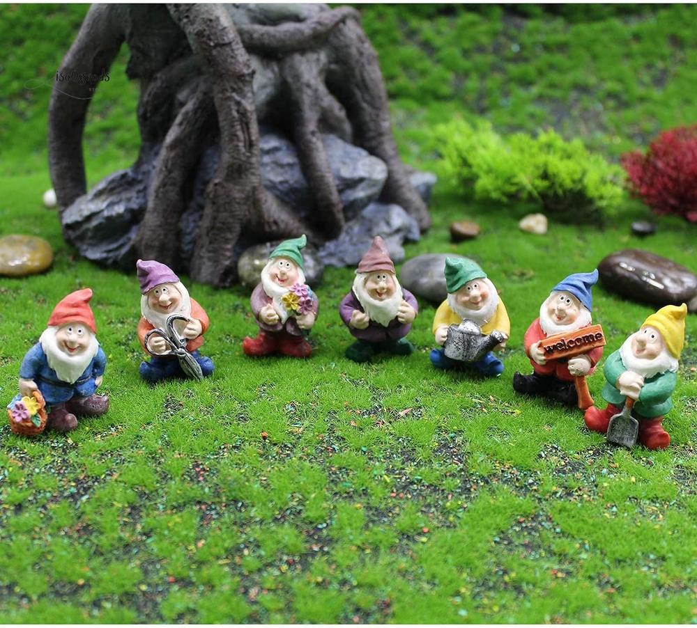 Fairy Garden Accessories, 7PCS Garden Gnome Miniatures-Mini Gnomes Garden Kit