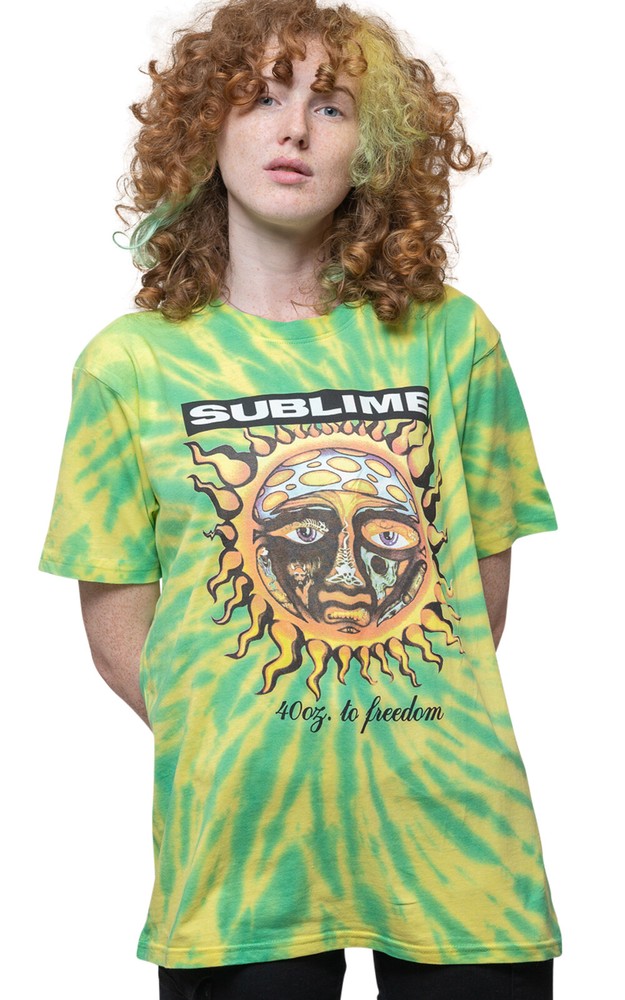 Sublime 40oz To Freedom Unisex Dip Dye Green Band Logo T-Shirt Official