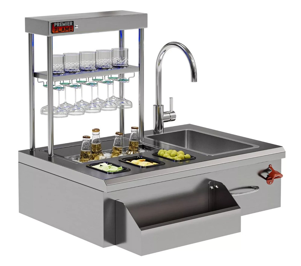 32” Stainless Steel Outdoor Kitchen Beverage Center w/ Sink & Insulated Ice Bin