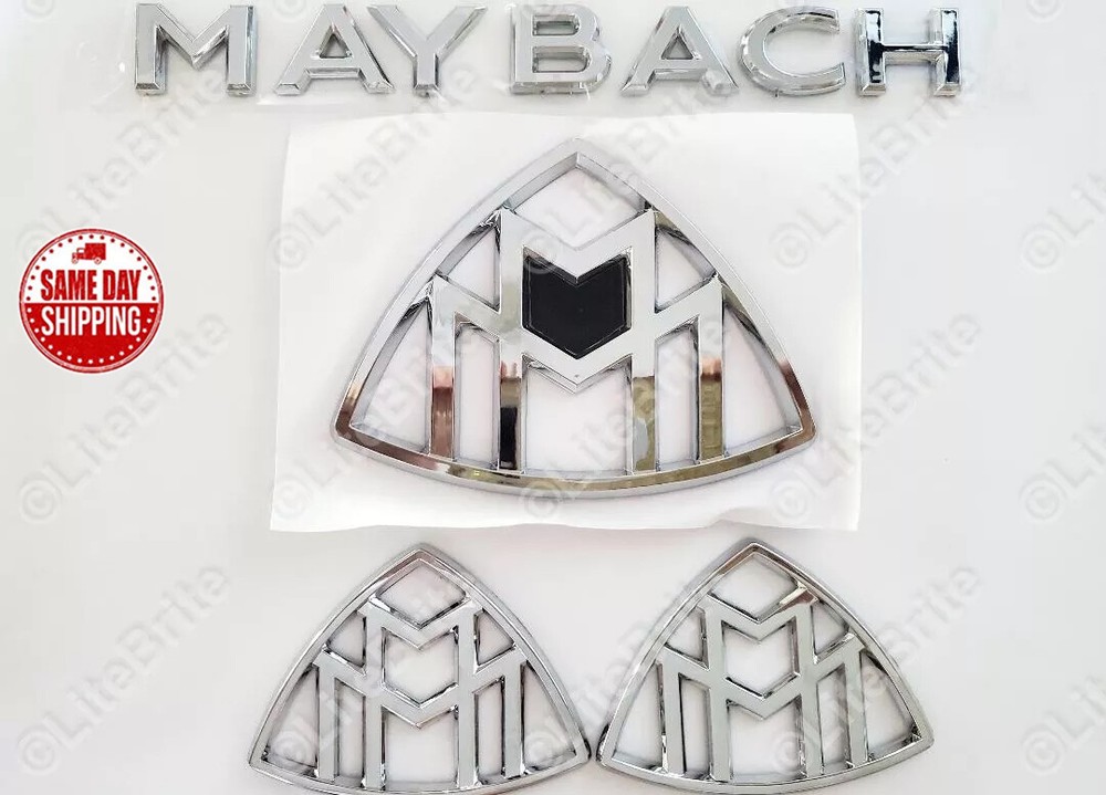 Genuine 4Pcs Silver Side Rear Badge Maybach Letter Emblem For Mercedes S Class