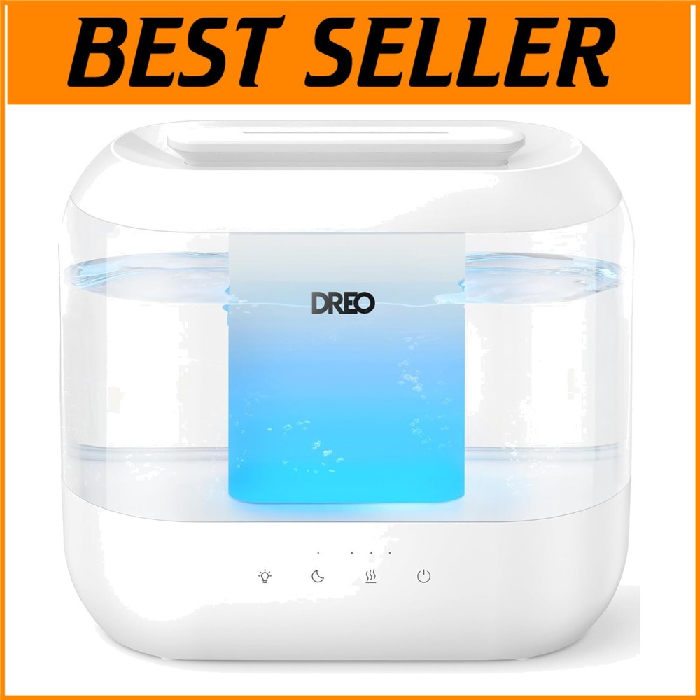 Elegant 4L Humidifier for Large Rooms - Ultrasonic Mist, Night Light, Easy Clean