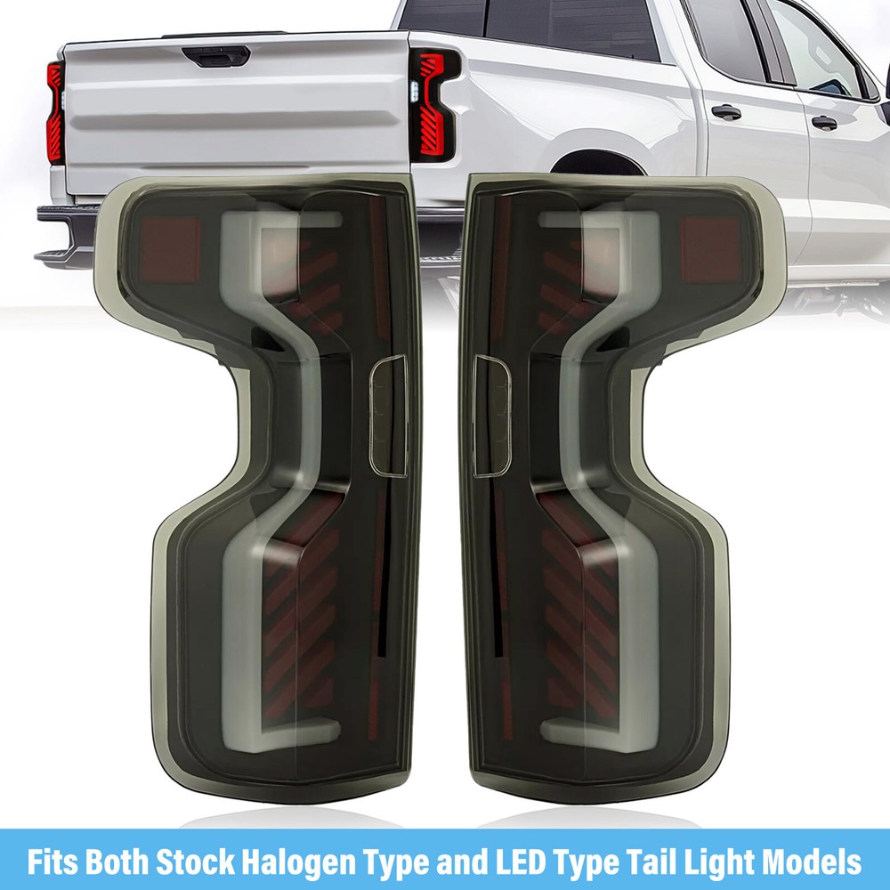 Smoke LED Tube Tail Light for 2019-23 Chevy Silverado 1500 2500HD 3500HD