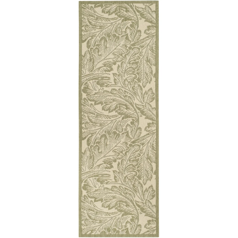 SAFAVIEH Courtyard Connie Floral Indoor Outdoor Rug in Natural Olive 2x3