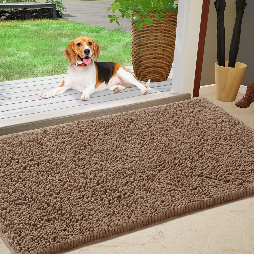 IM HOME Oversized Chenille Absorbent Doormat 60x48 Washable Outdoor Rug for Muddy Entryways