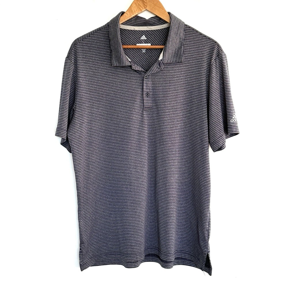 Adidas Polo Shirt Men’s Large Striped Golf Short Sleeve Collared Top