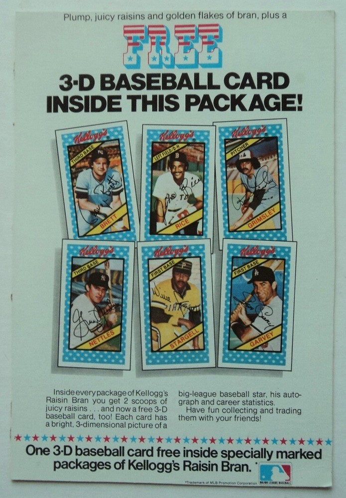 1980  Kelloggs Card Ad Brett Rice Stargell Nettles - FLASH SALE-image