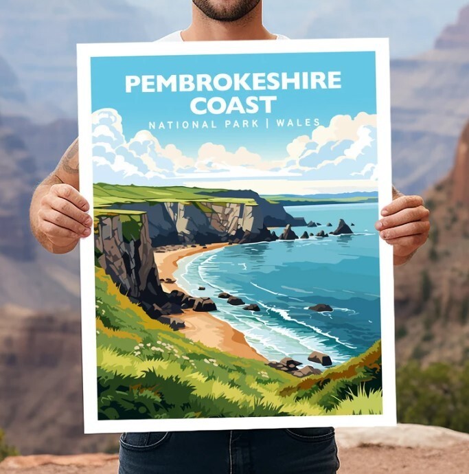 Pembrokeshire Coast National Park Wales UK Travel Wall Art Poster Print