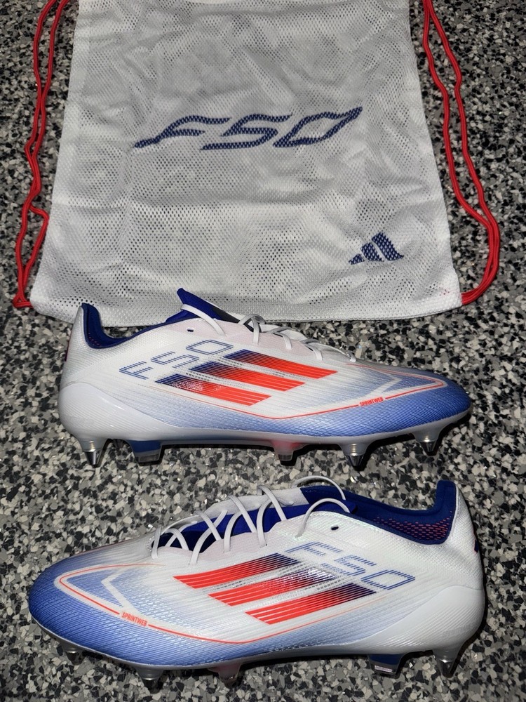 Adidas F50 Elite SG White Blue Solar Red Soccer Cleats IF1299 Size 4-13