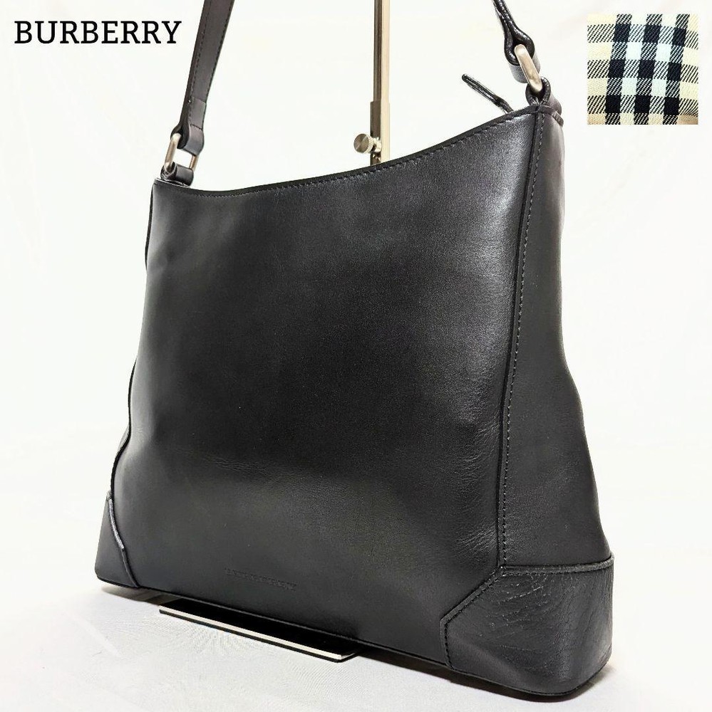 Burberry Shoulder Bag One Handle Nova Check Leather Black