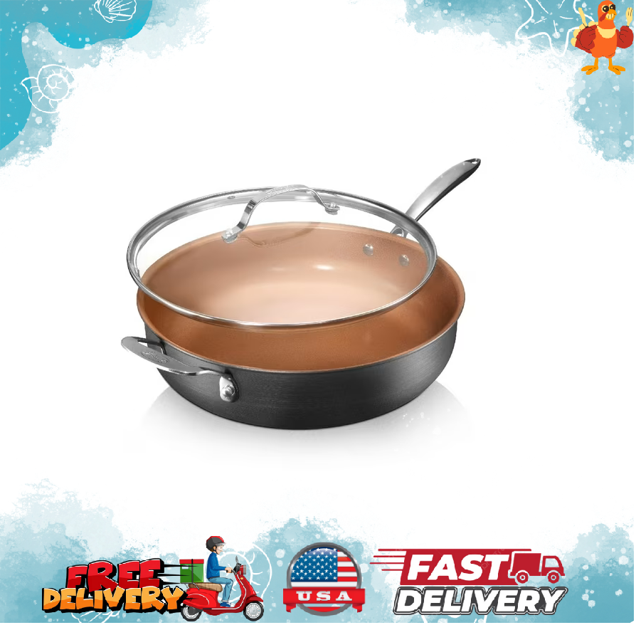 12-Inch Nonstick Ceramic Frying Pan Skillet with Lid 5.5 Quart Pot