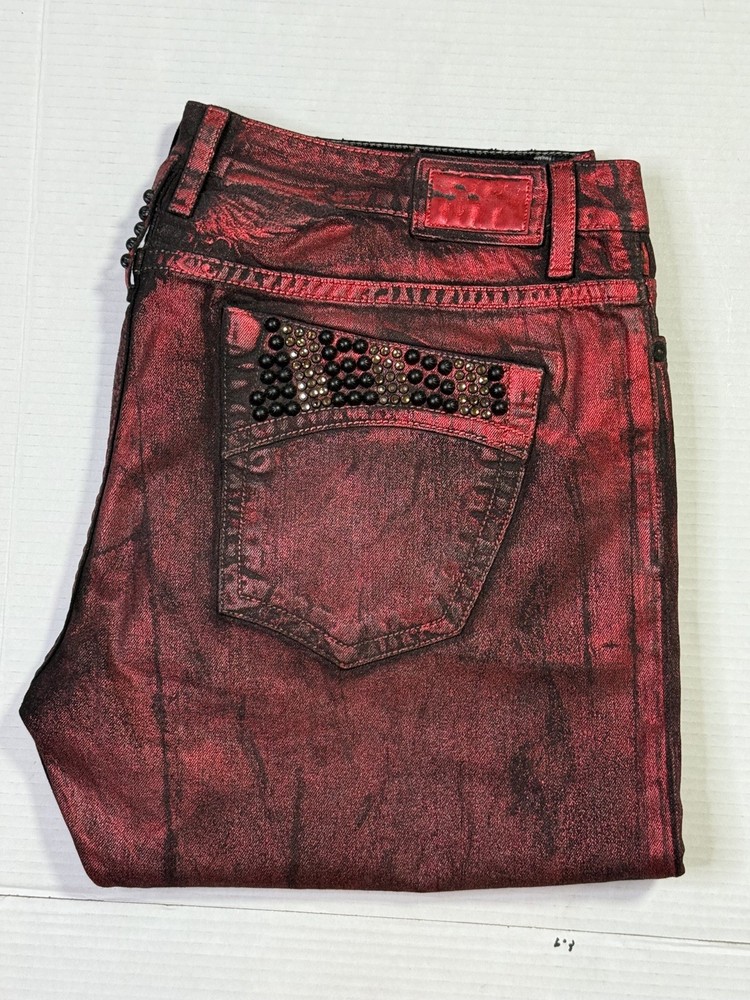 New Men’s Robin’s Jean SZ 44 Style #SP5470 MARLON Swarovski Crystals Coated Red
