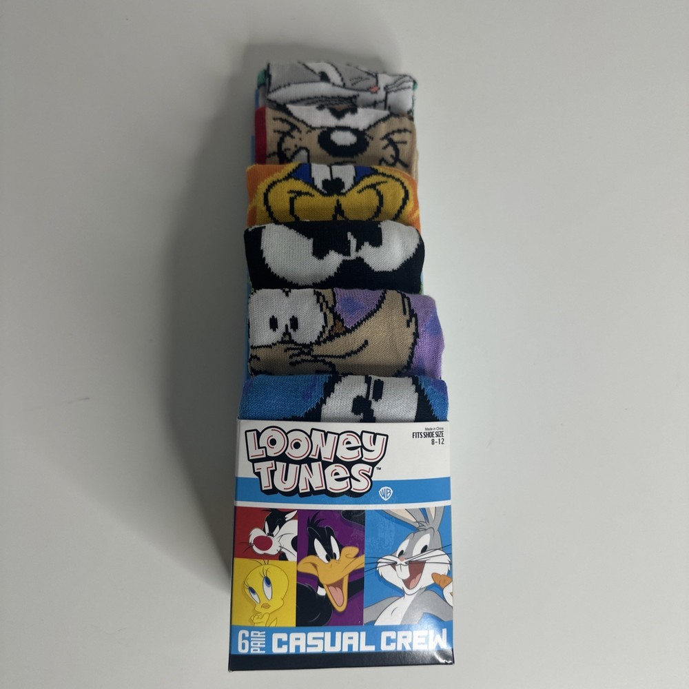 Looney Tunes Crew Socks 6-Pack for Men Size 8-12 by Bioworld