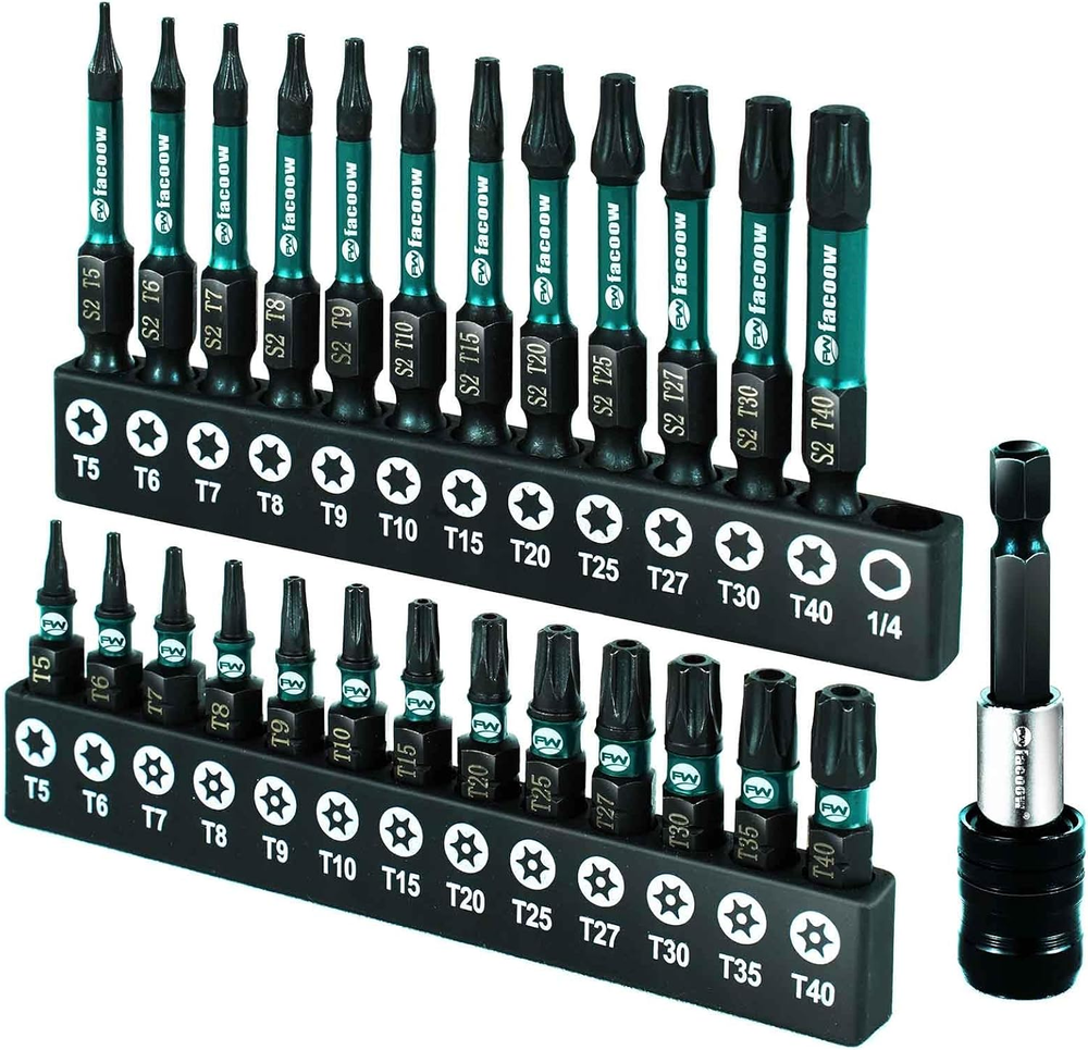 26-Piece Magnetic Security Torx Bit Set T5-T40 Tamper Proof