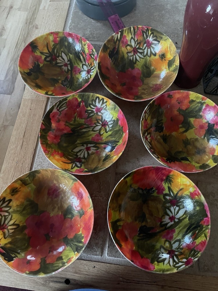 Vintage Fiberglass Salad / Snack Bowl 6.5” Set Of Six