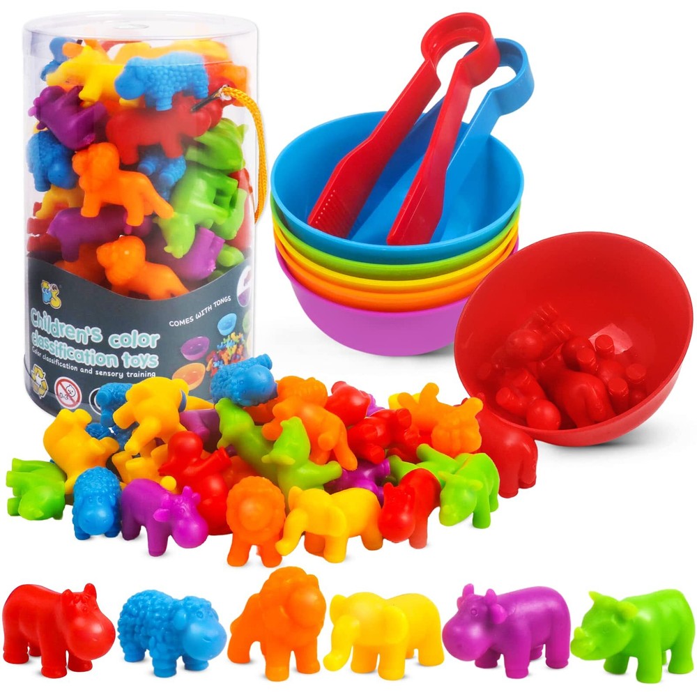 GKDOMS Counting Animals Toys Matching Game with Sorting Bowls Preschool Learn...