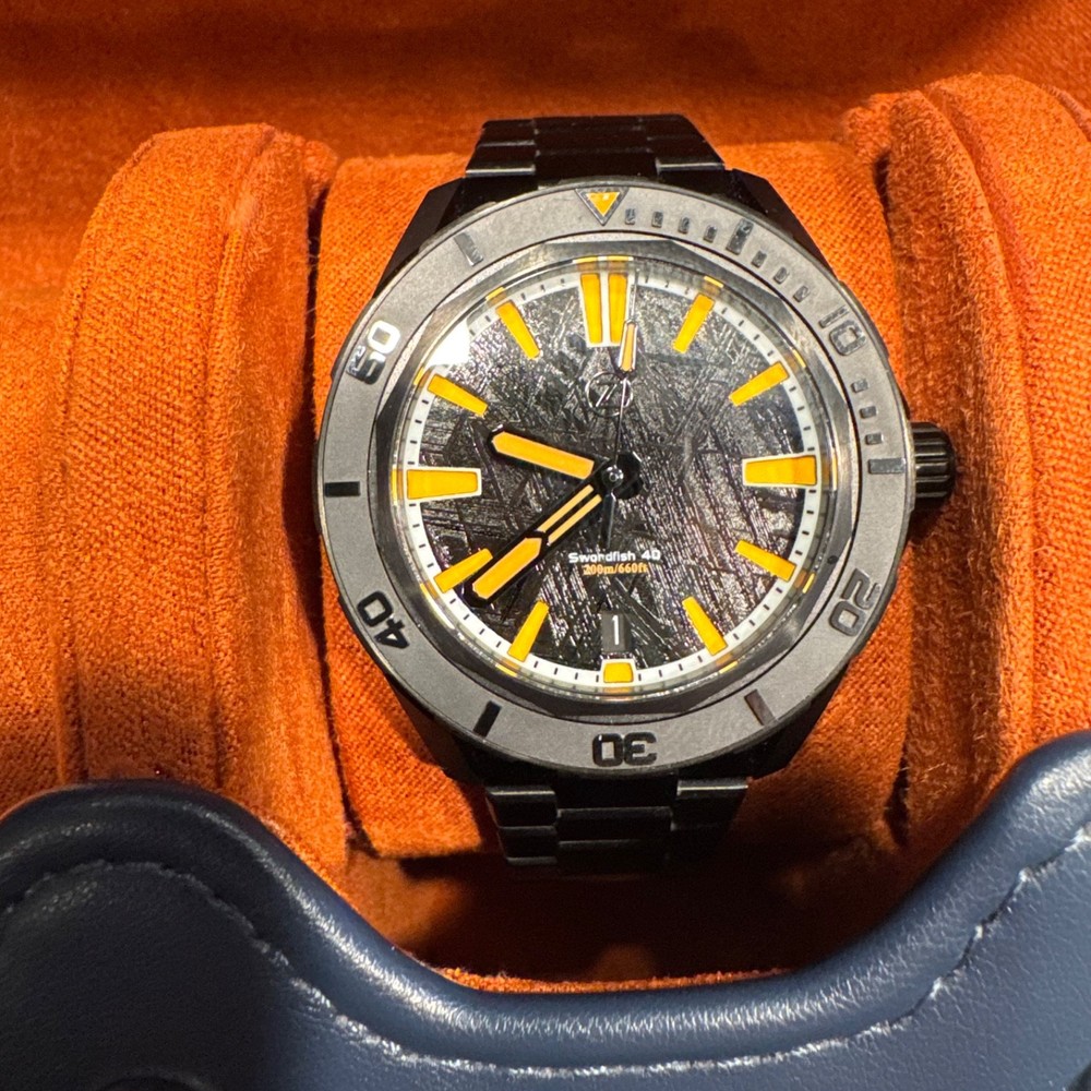 Zelos watches for men, RARE Swordfish 40mm, Stealth Grey and Orange