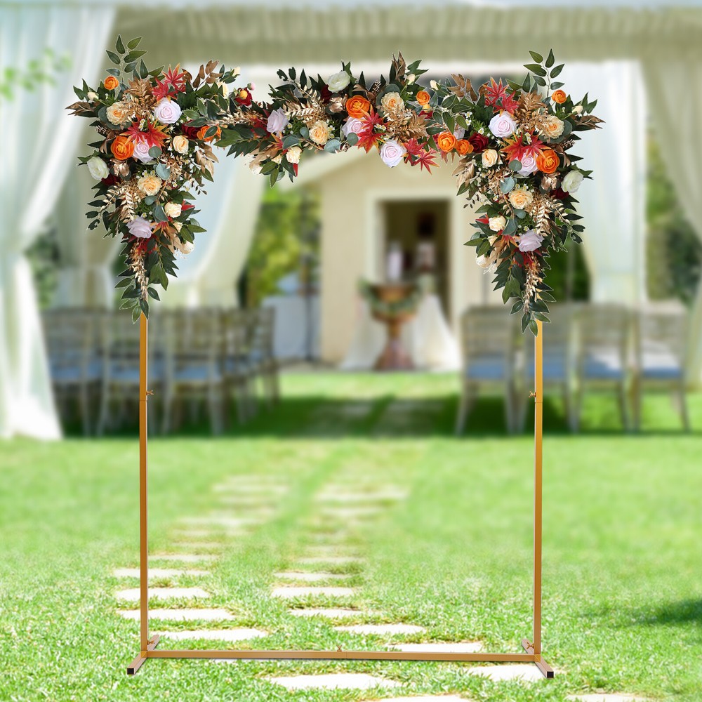Gold Metal Wedding Arch Frame for Party Backdrop, Flower & Balloon Stand Holder, 2x1.5m