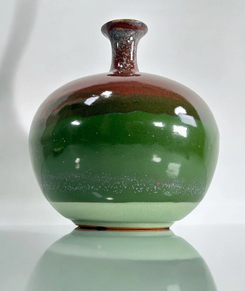 Pier 1 Imports Pottery Jug Decorative Centerpiece Statement Vase Ombre Green