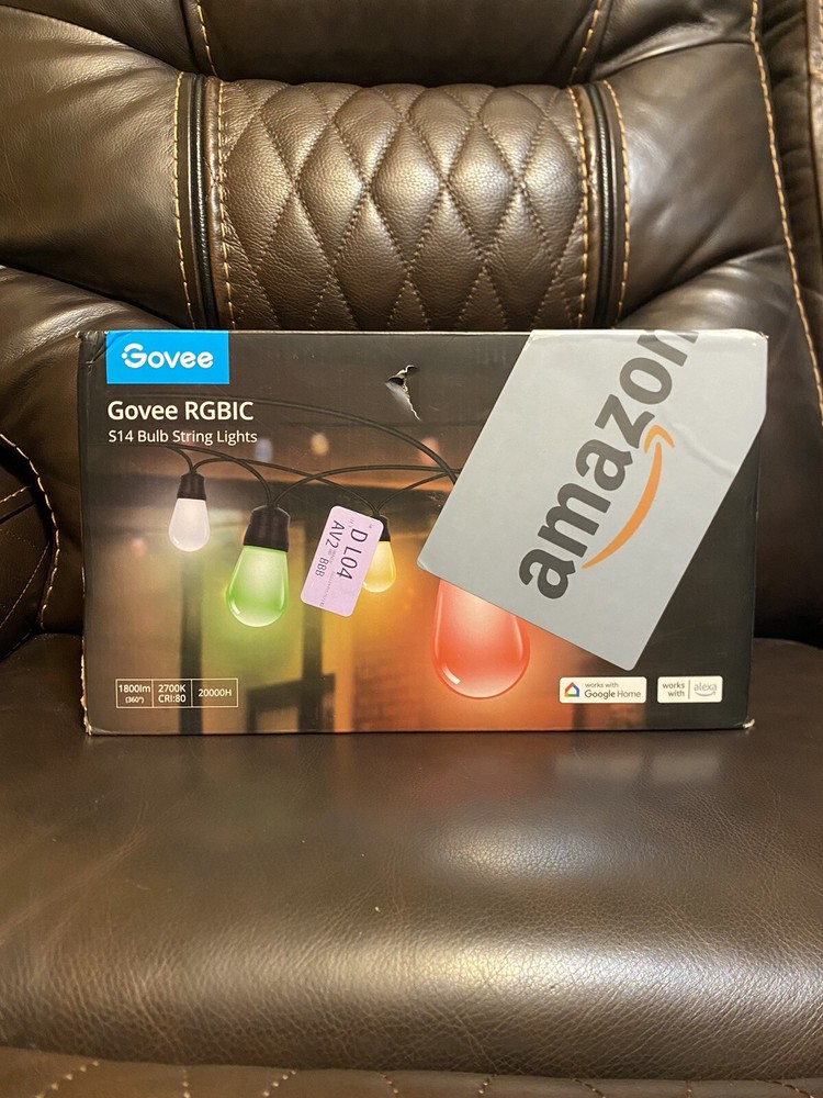 Govee Smart Outdoor String Lights H7021, RGBIC Warm White 96ft (2 Ropes of 48ft)