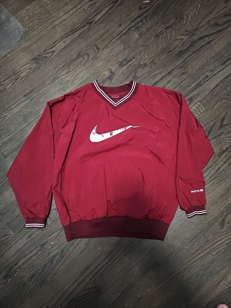 Vintage Nike Vintage 90's Center Swoosh Windbreaker Pullover XL Nylon Red/Maroon