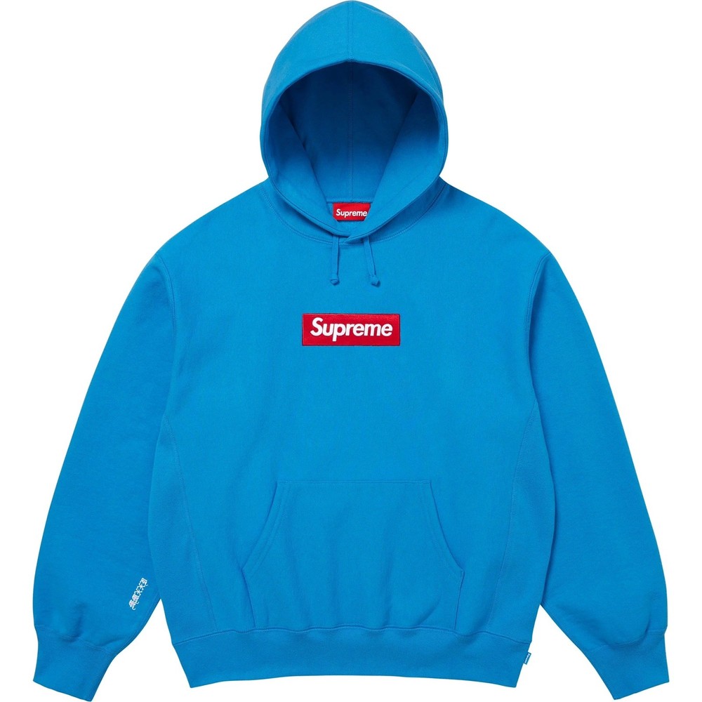 Supreme Box Logo Hooded Sweatshirt Cyan FW25 Size L