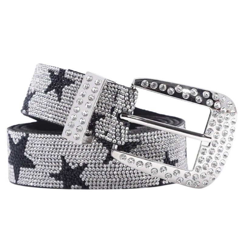 Stylish Modern Waist Belt with PU Studded Bling Design for Jeans