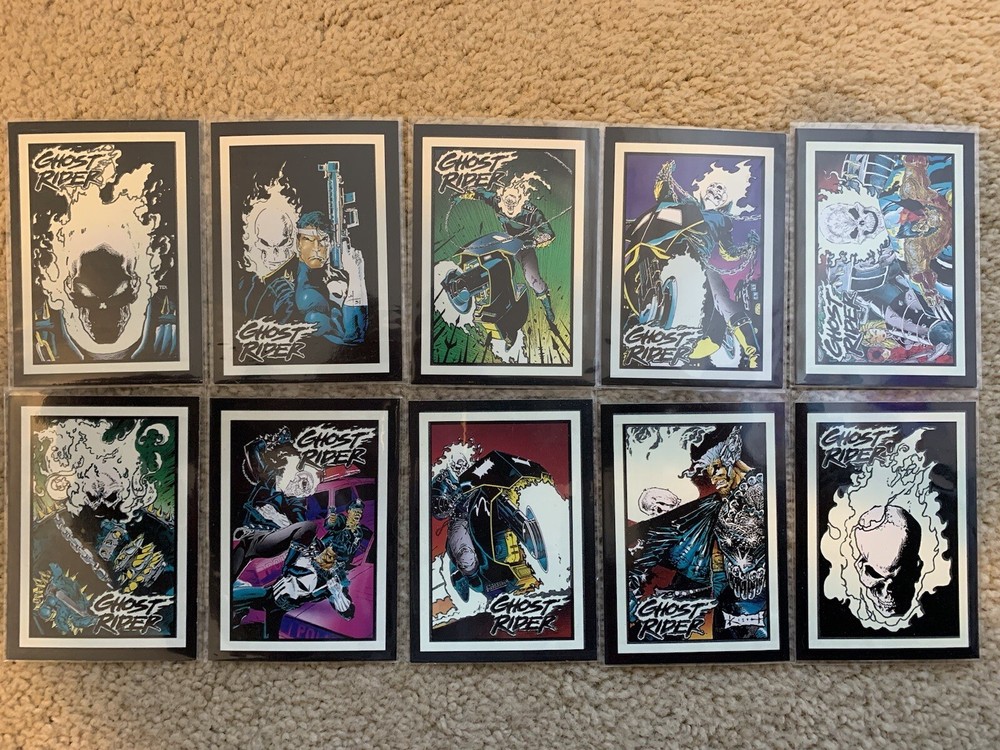 1992 Marvel Ghost Rider COMPLETE GLOW IN DARK CARD SET, #G1-G10 - Comic Images