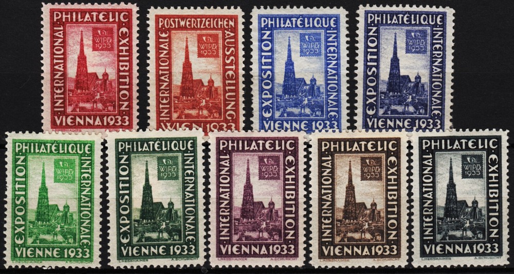 9 poster stamps 1933 International Philatelic Exhibition WIPA, Vienna  /1102