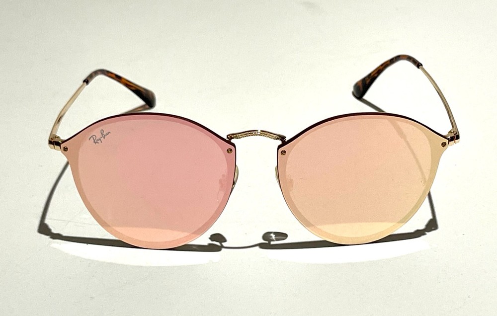 Ray-Ban RB3574N Blaze Round 59mm Gold Frame Pink Flash Mirror Lenses