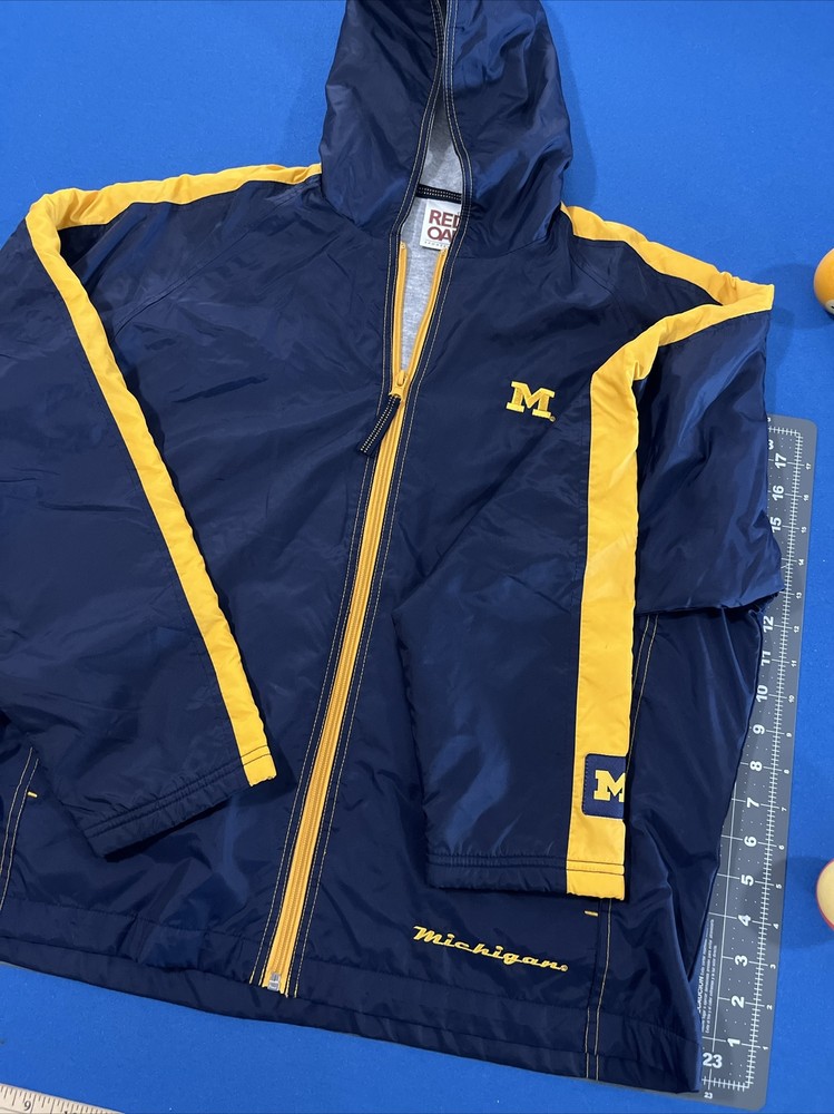 VTG University Of Michigan Track Jacket Men’s Medium Hooded Fleece Lined