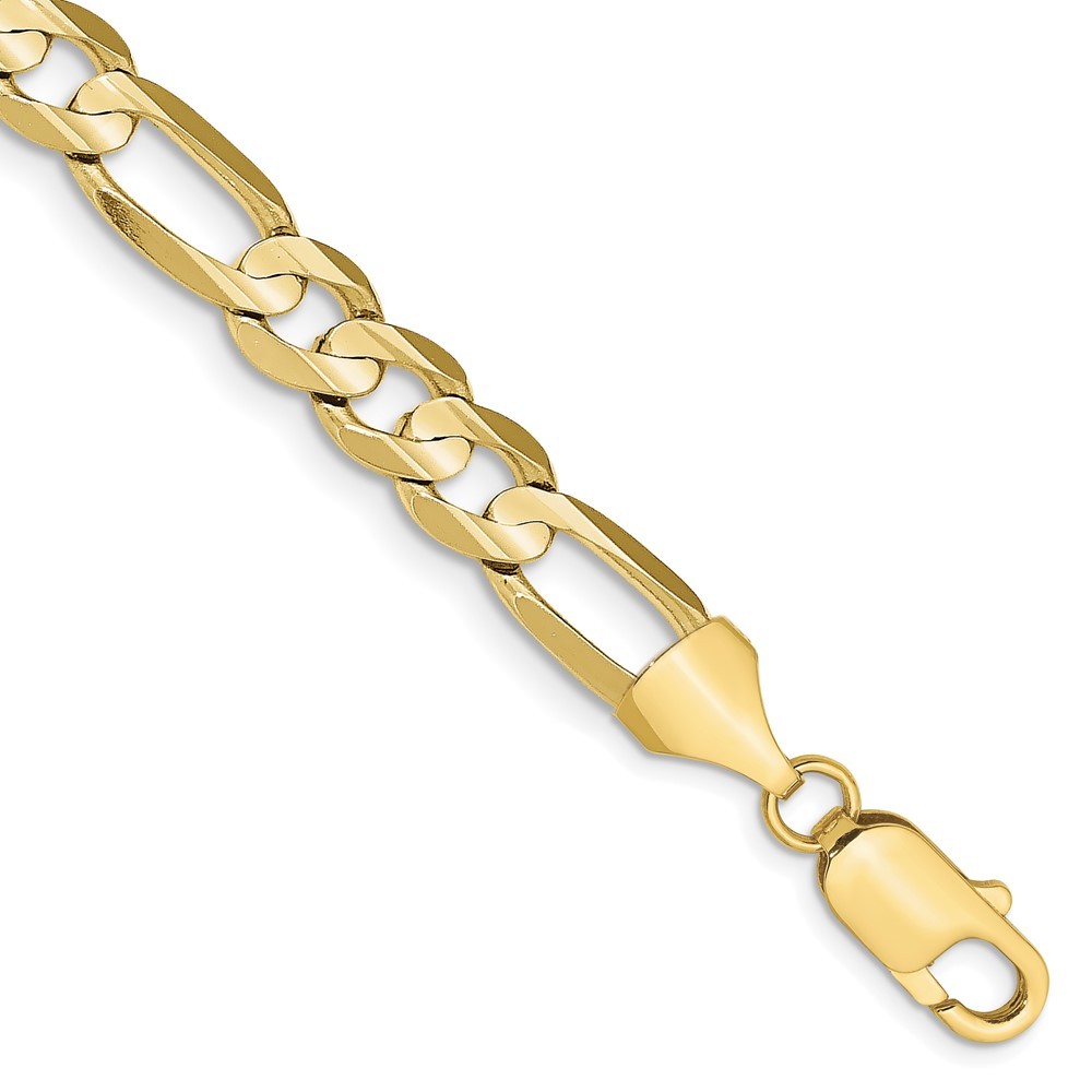 10k Yellow Gold 7.5mm Concave Open Figaro Chain Bracelet 9
