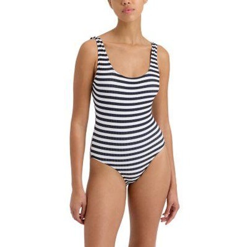 Solid & Striped One Piece Swimsuit Womens Size M Black White Striped Scoop NWT