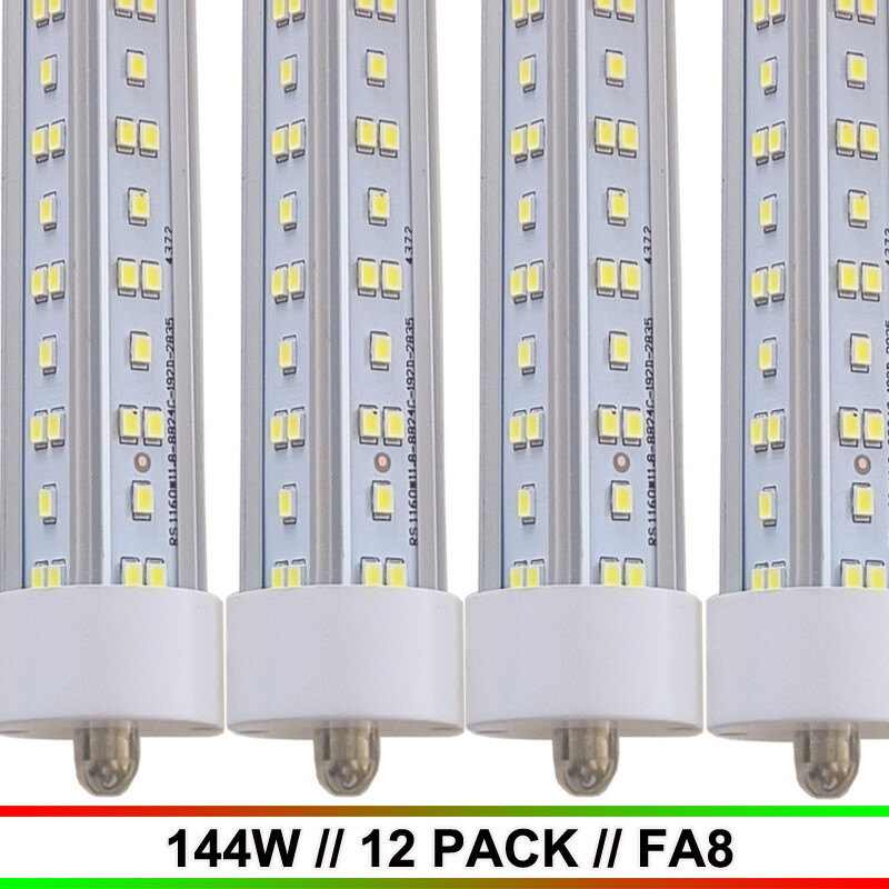 12-Pack T8 8FT LED Tube Light Bulbs FA8 Single Pin 144W 6500K Shop Lights  