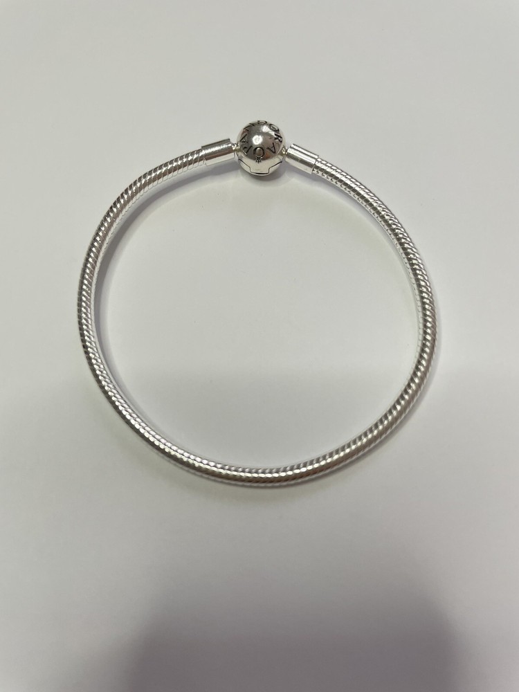 PANDORA 925 Silver Smooth Snake Chain Bracelet 17cm Charm Jewelry  