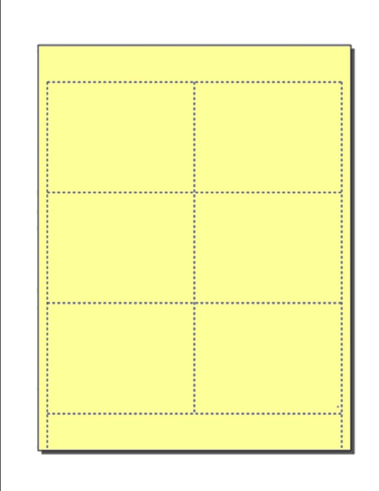 Yellow Vellum Blank Name Badge Inserts 8.5x11 Sheet 6-UP 4x3 50 Sheets