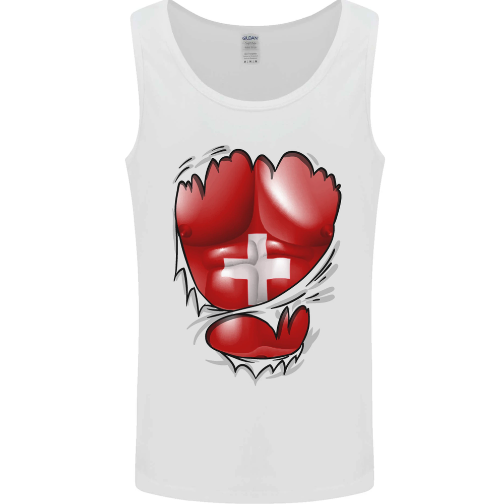 Gym Swiss Flag Ripped Muscles Switzerland Mens Vest Tank Top