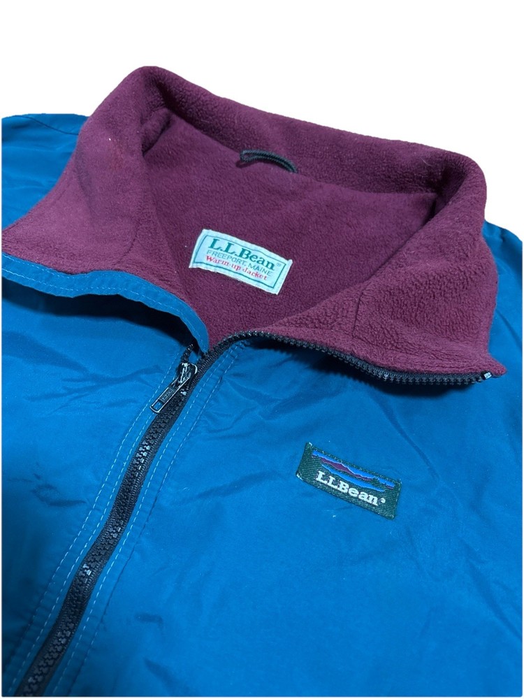 90s Vintage LL Bean Fleece-Lined Nylon Jacket Teal Maroon Mens Large