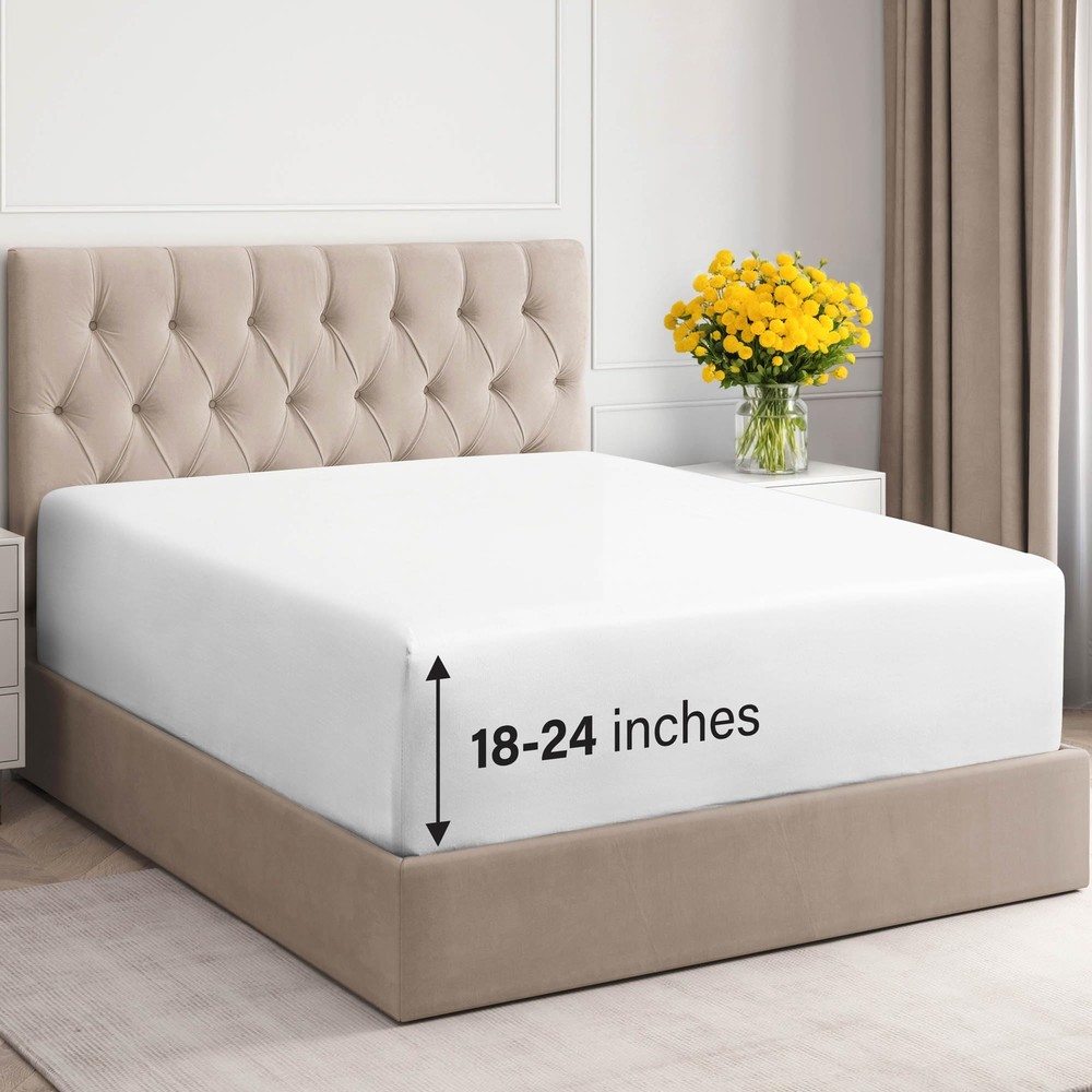 Extra Deep Queen 400 Thread Count Cotton Fitted Sheet in Hotel Luxury Finish