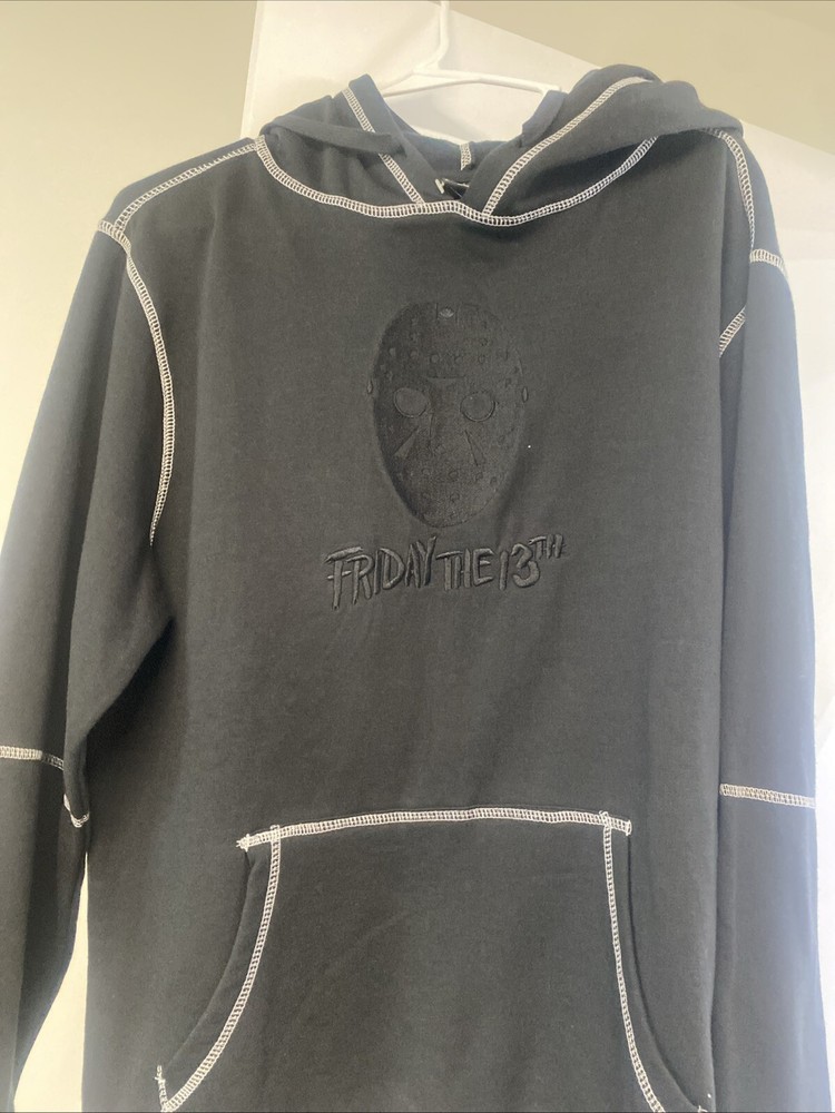 Friday The 13th Men's Hoodie SZ Large- Black Jason Graphic Pullover Sweatshirt
