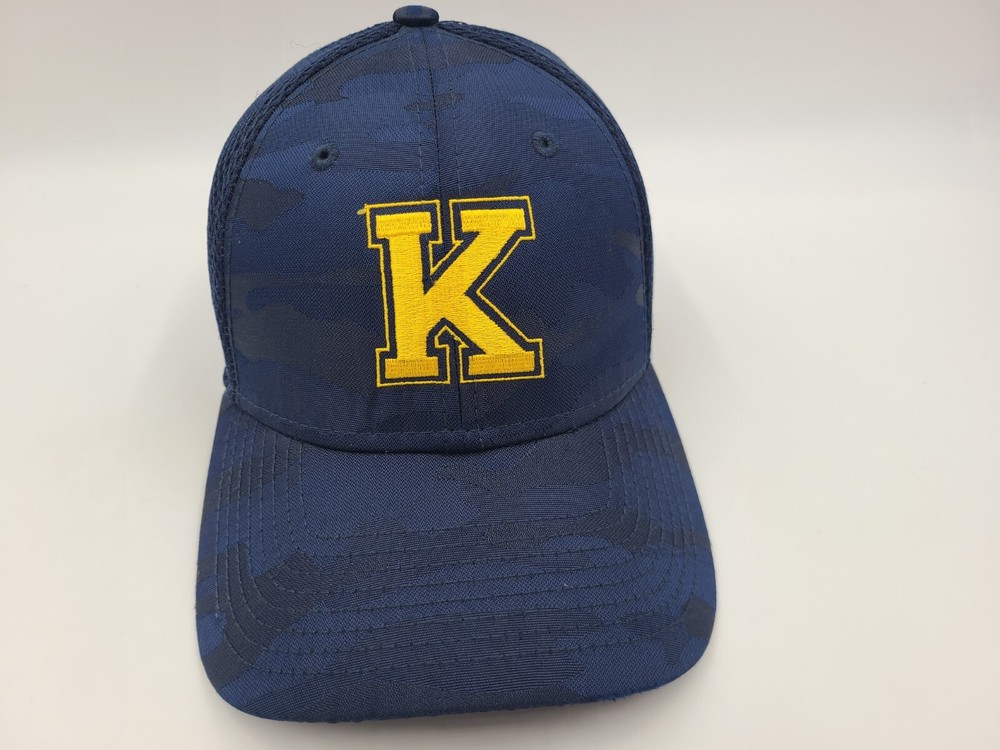 K Logo New Era 39Thirty Camo Mesh Flex Fitted S-M Hat Cap Men Women Blue Yellow