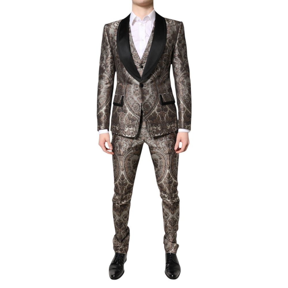 DOLCE & GABBANA Suit Multicolor Jacquard Single Breasted 3 Piece Men EU46/US36/S